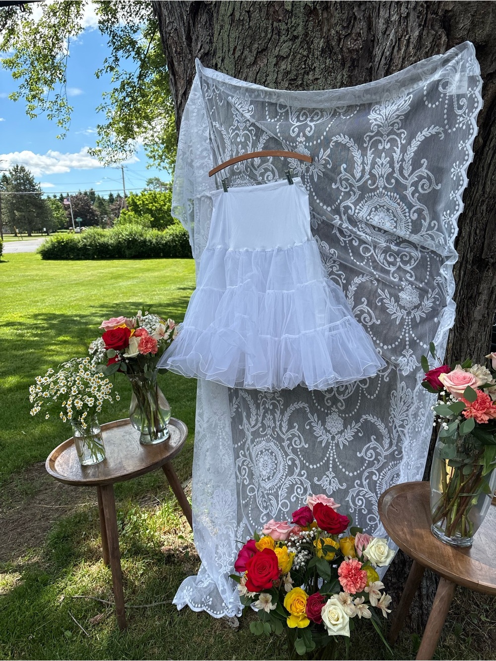 White Tiered Petticoat Slip Skirt